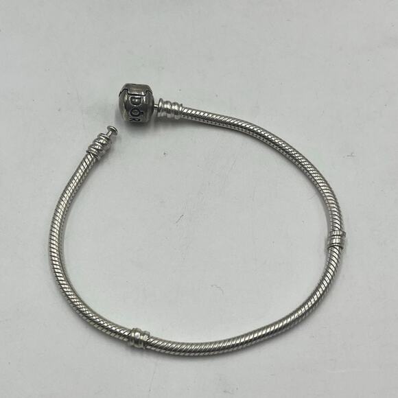 Pandora Authentic Charm Bead Snake Bracelet Sterling Marked 925 ALE sz 7.5" - Picture 1 of 9